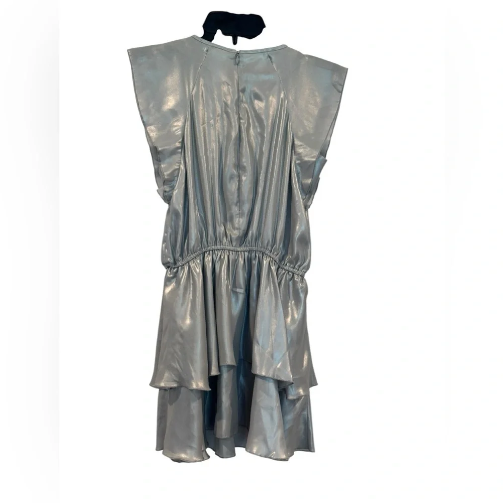 Girl’s Zadig & Voltaire Freja Silver Metallic Ruffled Dress: Size 10 - Picture 2 of 12